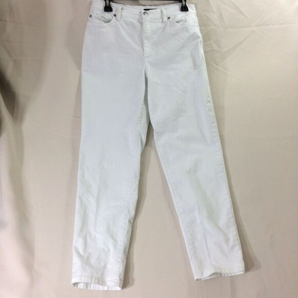 Eileen Fisher White Organic Cotton Stretch Straight Ankle Jeans PM Petite - Picture 2 of 5